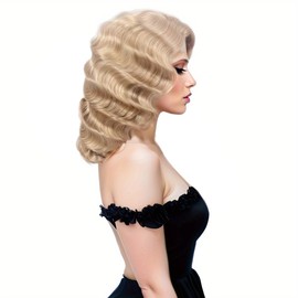 H&Bwig short 20s Wave Natural Wigs 1920s Hair for Women Daily Costume Party（Blonde）