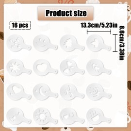 NILLOS Latte Art Template, 16 PCS Coffee Decorating Stencils for Cappuccino, Cookie Drawing (Assorted Styles)