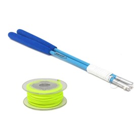Diabolo METEOR Marble (Medium) 4-Piece Set (Fiber Handstick, Extra String 32.8 ft (10 m), With Back (Blue Yellow)