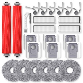 Paquete de 26 accesorios de repuesto para aspiradora robot Roborock QV 35A / QV 35S, 2 cepillos principales, 6 cepillos laterales, 4 filtros, 6 almohadillas para trapear, 6 bolsas para polvo, 2