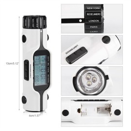 AUNMAS World Time Travel Clock, LED Perpetual Calendar Clock Portable Flashlight LED Pocket Sized Multi Time Zone Digital World Alarm Clock