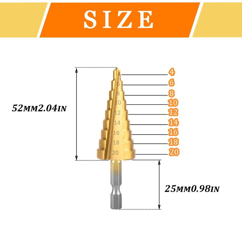 Hocansen 3 Pcs Step Cone Drill Bits Counter Sink Drill