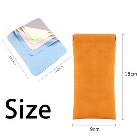 URCHUZE Soft Eyeglass Case,Leather Glasses Case, 3 Pack Portable Squeeze Top Leather Glasses Bag Water Proof Sunglasses Case Pouch with Cleaning Cloth,Portable Glasses Cases for Men and Women