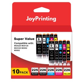 JoyPrinting PGI-225 CLI-226 Ink Cartridges Compatible with Canon 225 226 Ink PGI225 CLI226 CLI 226 Use for PIXMA MG5320 MG6220 MG5220 MG6120 MG8220 MX882 MX892 MX712 IP4820 IP4920 IX6520 (10 Pack)