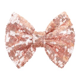 Lanmerry Hair Clip for Girls, 5 inches Sequins Large Bow with Alligator Clip for Bows Hair Accessories, Rose Gold