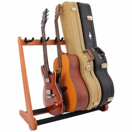 Nefelibata Multi-Purpose Guitar Stands 5 Wooden Guitar Rack Floor Stand for Guitars and Cases, Electric Guitars, Acoustic Guitars, Bass Guitars, Cellos - German Ash (Yellowish Brown)