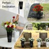 Cemetery Vases with Spikes, Metal Grave Flowers Holder with Draining