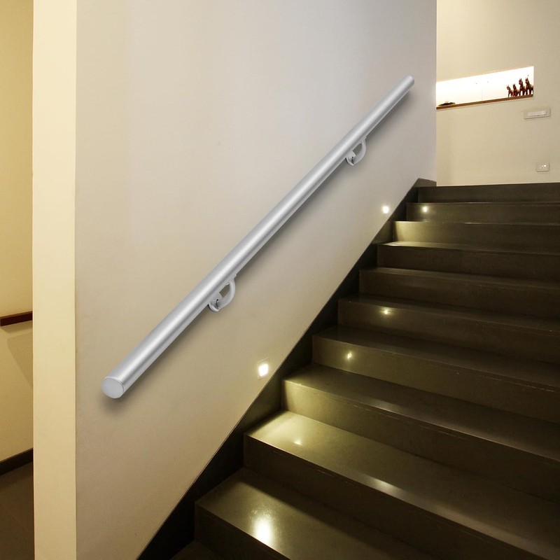 17 FT Modern Aluminum Handrail Set, handrails for Indoor Stairs,Deck,Slope,
