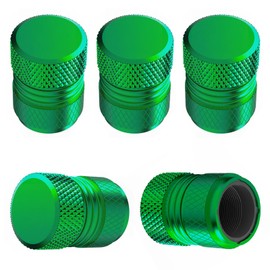 Tire Valve Stem Caps - 5 Pack Corrosion Resistant Premium Anodized Alloy Air Valve Caps Universal for Car SUV Bike Accessories Green
