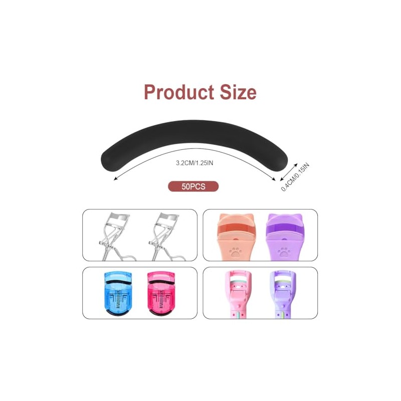 Pack of 50 Eyelash Curler Rubber Pads with Transparent Storage