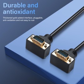 PNGKNYOCN 90 Degree VGA to VGA Cable 0.5M, Down Bend Angle VGA Male to Down Bend Angle VGA Male 15 Pin Full HD 1080P High Resolution Video Cord (0.5M)