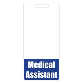 Medical Assistant Badge Buddy (Blue) - Vertical Heavy Duty Badge Tags for MAs - Double Sided Badge Identification Card