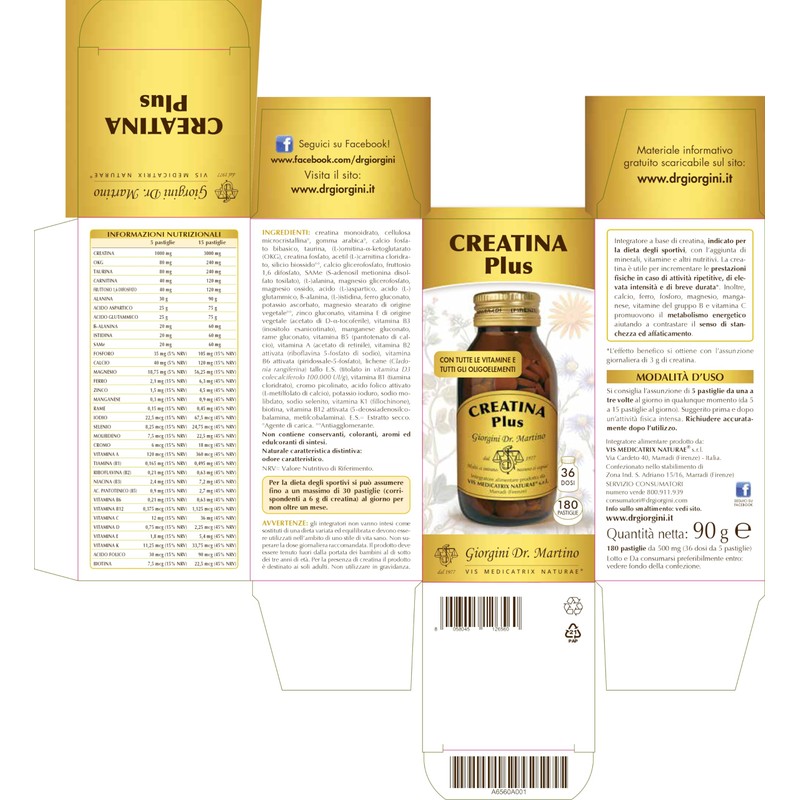 Dr Giorgini CREATINA Plus - 90 g (integratore di creatina