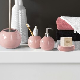 douceur d'intérieur, Soap Dish 10 x 3.5 cm Powder Pink Ceramic Plain Bullea