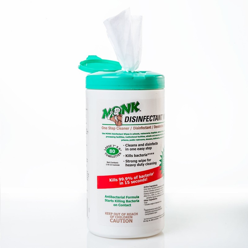 Monk Disinfectant Wipes, Large Lemon Breeze Fresh Scented Disinfectant Wipes,