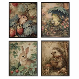 Cottage Core Bedroom Wall Art Decor, 8x10 Inch Set of 4 (Unframed)