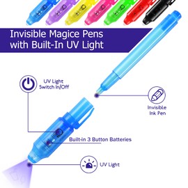 DazSpirit Secret Pen and Notebook Set Readable with UV Light Party Favour Magic Marker for Children's Birthday Party Bag - Fun Activity Party, 20