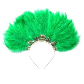 HZEYN St Patricks Day Feather Headband Glitter Hat Shamrock Headband Carnival St Patricks Day Costume Headwear Accessory Lip
