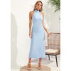 CMZ2005 Women's Halter Turtle Side Slit Gown Backless Maxi Dress