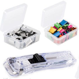 1 Set Portable Paper Clip Dispenser with 100 Clips Quick Paper Clippers Binder Clips Small Refill Clips Paper Clips Works with Shell Clip Dispensers