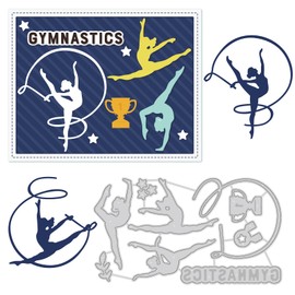 BENECREAT 13.5x7.7cm Gymnastics Metal Cutting Dies, Ribbons, Trophies, Stars Embossing Stencil Template for DIY Crafts Scrapbook Photo Album Decor Card Making(0.8mm Thick)