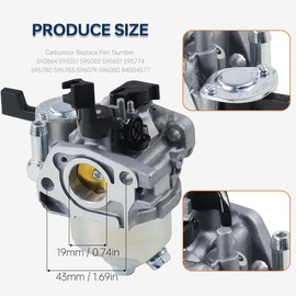 ZAMDOE 596079 596080 592864 Carburetor Compatible for Briggs $Stratton CR950 CR750 13R232-0001-F1 208cc 6.5hp Engine, for MTD 751-12158 751-12552 951-12158 Engine, Replace Part 595783 595651 595780