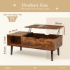 NEWBULIG Brown Wood Lift Top Coffee Table with Storage Shelf
