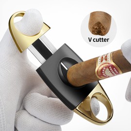 Cigar Cutter and Lighter Set - Butane Torch Lighter with Punch, Windproof Double Jet, Premium Cigar Accessories