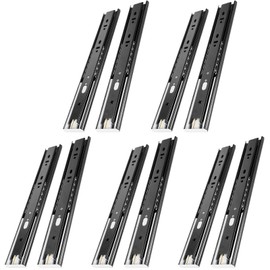 SHUHANG 5 Pair Soft Close Drawer Slides Rail 12 14 16 18 20 22 24 Inch Ball Bearing Full Extension 100 LB Capacity Heavy Duty Kitchen File Cabinet Dresser Trash Can Side Mount Glide Guide Track Black