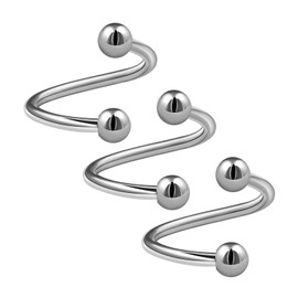 KJM FASHION Surgical Steel Twister 1.2 mm 16 Gauge Lip Earrings Pack of 3, Metal