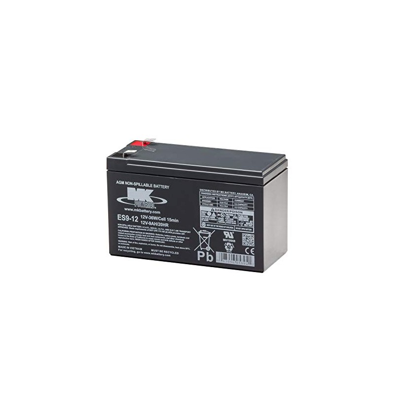 MK Battery ES9-12 Maintenance-Free Rechargeable Sealed Lead-Acid Battery