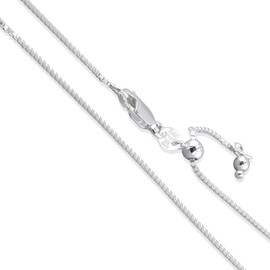 Sterling Silver Adjustable Box Chain 1.1mm Genuine Solid 925 Italy Necklace 22"