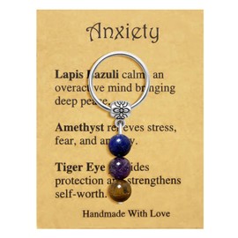 yfstyle Healing Crystal Keychain Anxiety Protection Keychain Gift for New Beginnings Gifts for Women Stress Relieve Anxiety Keychains Going Away Gifts Keyring for Women Men Friends Gifts Anxiety