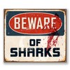 2 x 10cm Beware of Sharks Sticker Car Laptop Decal