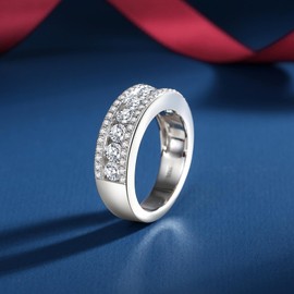 VAXOJEL Moissanite Eternity Rings for Women 1.32CTTW D Color VVS1 Moissanite Wedding Band 18K White Gold Plated S925 Sterling Silver Promise Engagement Rings for Women Wife Men (6.5)