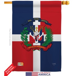 Breeze Decor H108156 Dominican Republic Nationality Decorative Vertical House Flag, 28" x 40", Multicolor