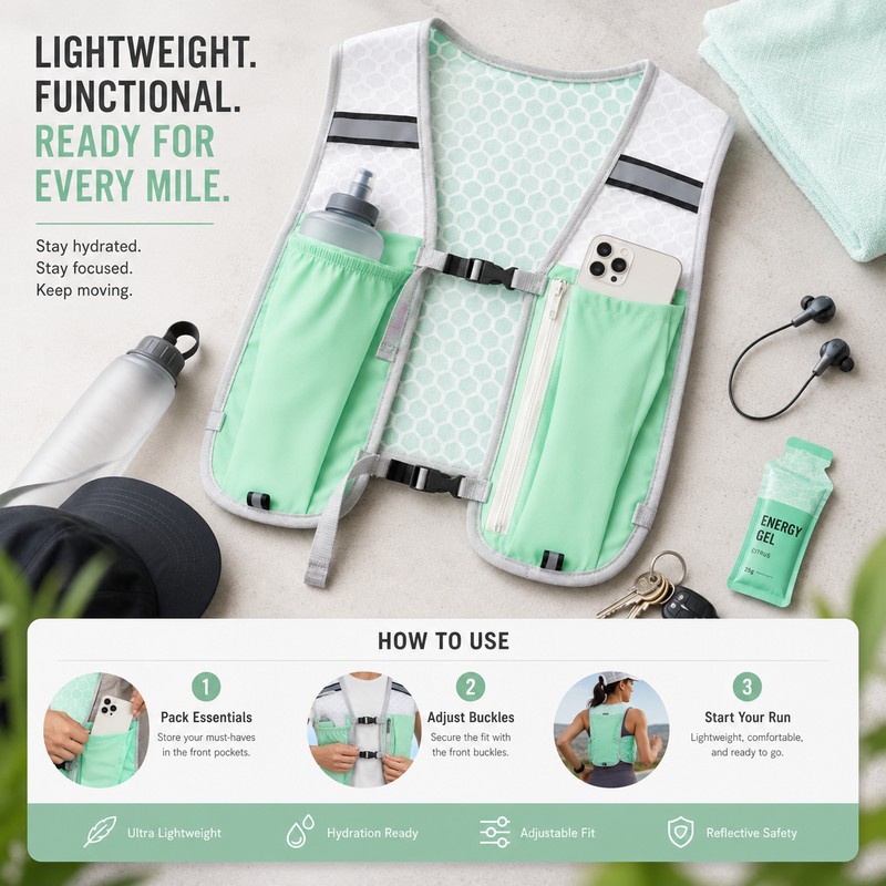 Hydration Running Vest for Outdoor Training – Lightweight Water Bottle