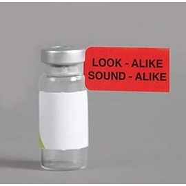 Look Alike Sound Alike Vial Labels (Red, 100; 5 Sheets of 20)