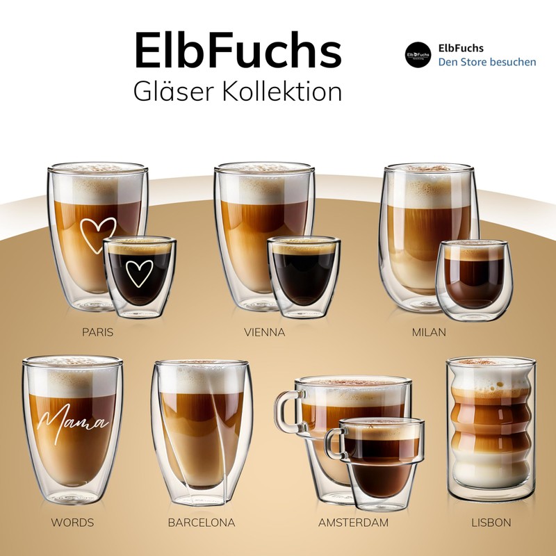 ElbFuchs Double-Walled Latte Macchiato Glasses Mr & Mrs 2 x