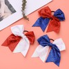 Large Red White Sequin Glitter Cheer Hair Bows,Sparkly Bows Ponytail