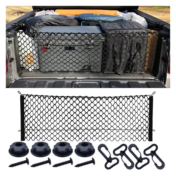Car Rear Cargo Net, Stretchable Pocket Storage Mesh Net with