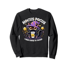 Hocus Pocus I Need Coffee to Focus Funny Kitten Sweatshirt