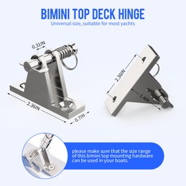 OYMLANX 4Pcs Bimini Top Deck Hinge with Pin and Ring, Specialized Bimini Top Hardware Made from 316 Stainless Steel, Bimini Top Mounting Hardware for Boats, with 10 Stainless Steel Impact Screws.