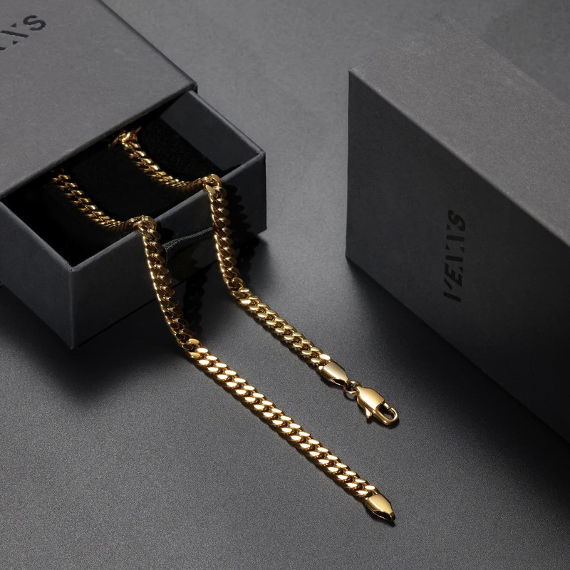 VEXXS Men's Gold Chain Flat Cut013