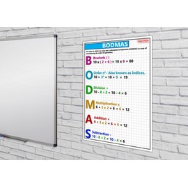 GCSE Maths - BODMAS Information Poster - Teach & Learn - Display, Decoration, Bulletin Board Poster - Paper Laminated - A2 42 x 59.4 cm
