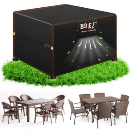 BOLEi Cover Garden Furniture Winterproof Tarpaulin with Ventilation Openings 420D Oxford Fabric Protective Cover Waterproof Rainproof Windproof Protective Cover for Rattan Furniture Balcony Furniture
