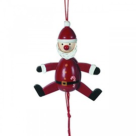 OBC-Kunsthandwerk 3 x Wooden Christmas Jumping Jack Santa Claus