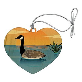 GRAPHICS & MORE Canadian Goose Geese Swimming Canada Heart Love Wood Christmas Tree Holiday Ornament
