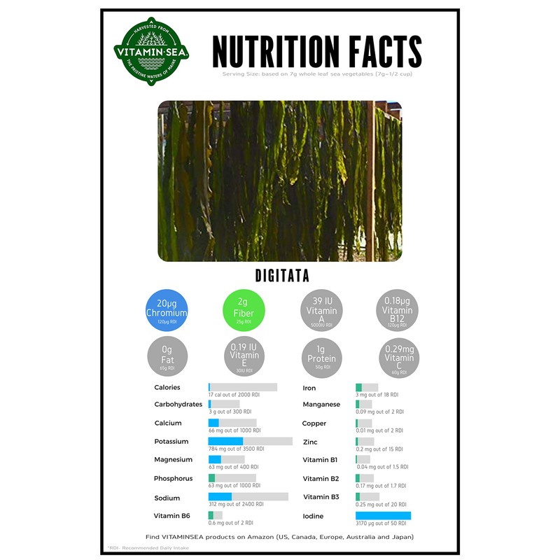 VITAMINSEA Finger Kelp Whole Leaf - 8 OZ - Vegan
