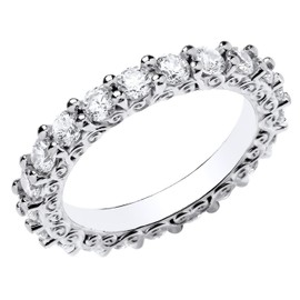 925 Sterling Silver 2.00CT simulated Diamond Full Eternity Band Ring size J - U (P)